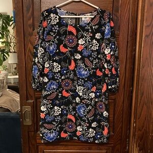 Old Navy Black Dress with Red and Blue Floral
